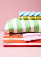 Kit Cama Completo Solteiro - Listrado Carmin